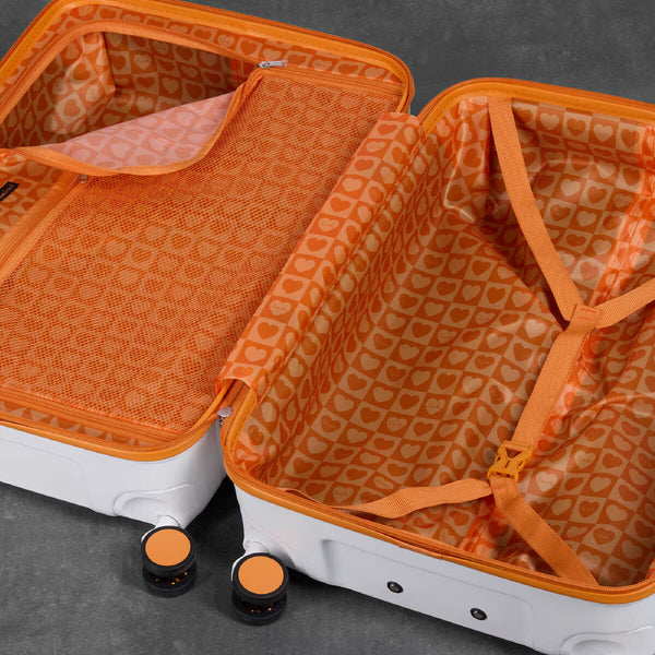 Rock Love Island Hardside Large Suitcase in White + Orange