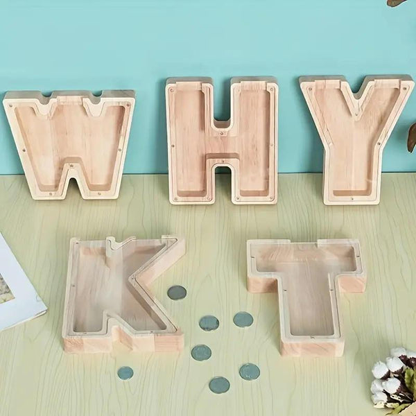 1 unique wooden letter jar - 26 creative A-Z letter storage containers, transparent design, birthday gift idea, home decoration, best friend gift, and functional holiday present.