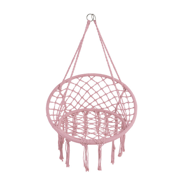 Courtyard Woven Hanging Basket, Hanging Cotton Rope Iron Ring Hanging Chair, Balcony Rocking Chair, Suitable for Indoor, Outdoor, Home, Balcony, Courtyard, Garden, Maximum Load Capacity: 200kg, Material: Iron Ring, Cotton Rope (No Include Cushion)