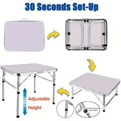 Side Table Small Foldable TV Tray with 2 Height Adjustable, Foldable Coffee Table, Lightweight Aluminum Outdoor and Indoor Snack Sofa Table, Easy to Install, 60.96cm x 45.72cm 2-Height 30.48/60.96cm Adjustable, DAYPLUS