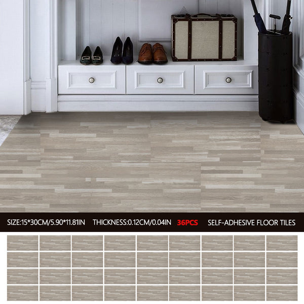 36pcs Self Adhesive Vinyl Flooring, 15X30cm Wood & & Stone Grain Effect Peel and Stick Floor Tiles, Waterproof Flooring Stickers for Home Office Bedroom Kitchen Living Room