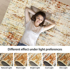 Contemporary Abstract Area Rug, Machine Washable And Non-Shedding, Soft Low Pile Design for Kitchen, Living Room, Hallway, And Laundry Room