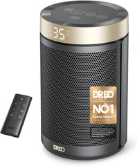 Dreo Electric Heater, 1500W Energy Efficient Space Room Heater, Upgrade Remote Portable Ceramic Fan Heaters, Thermostat, 3 Modes 12H Timer, Overheat & Tip over Protection, for Bedroom, Atom 316, Gold