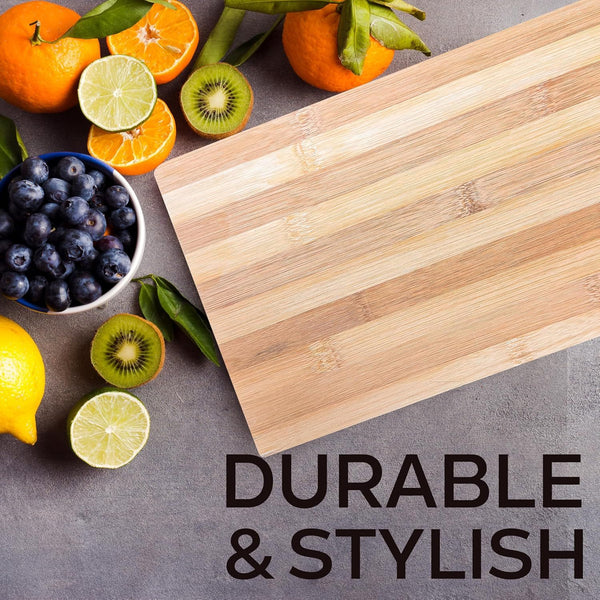 Bamboo Chopping Board for Kitchen, Dual-Sided Cutting Boards for Meat, Vegetables, Cheese, Bread - Home Essentials, 34 x 24 x 1.5 cm