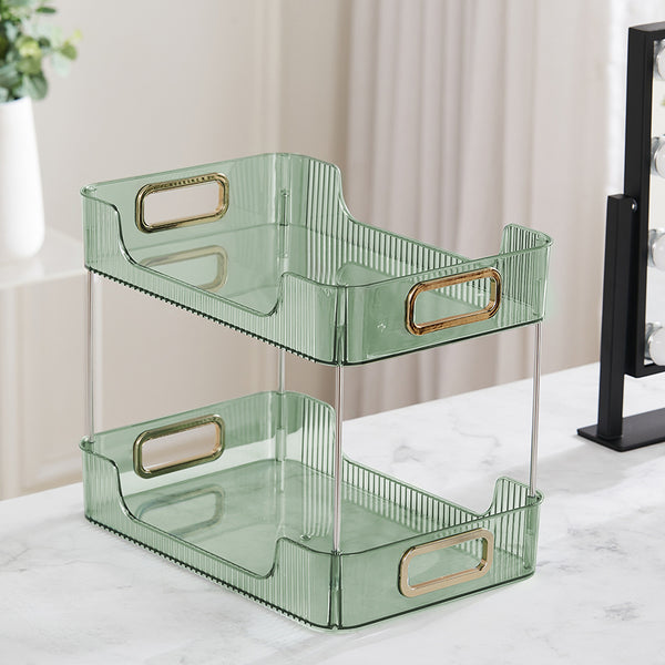 Grey/Clear/Green Stackable Makeup Storage Box with Modern Acrylic Design, Cosmetic Display Organizer for Office Desk and Dressing Table, Practical Desktop Organizer Rack for Jewelry and Lipstick, Perfect Gift Idea for Women and Girls
