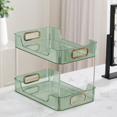 Grey/Clear/Green Stackable Makeup Storage Box with Modern Acrylic Design, Cosmetic Display Organizer for Office Desk and Dressing Table, Practical Desktop Organizer Rack for Jewelry and Lipstick, Perfect Gift Idea for Women and Girls
