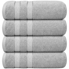 4 X Large Jumbo Bath Towels 100% Egyptian Cotton -75 x 150 cm- Soft Quick Dry Hotel Spa Big Bathroom Towels Set