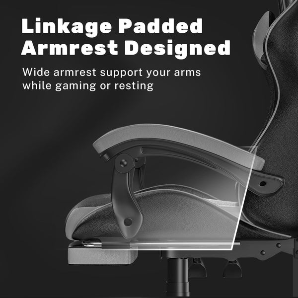 GartistGo Gaming Chair With footrest,Computer Chairs with Lumbar Cushion + Headrest, Height-Adjustable Office Chair for Adults, Girls, Boys