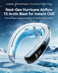 RANVOO AICE LITE MAX 2026 Real AC Cold Blast [No.1 Coolest & Most Durable] AI Neck Air Conditioner, Best Immersive Neck Cooler, 6000 Mah Rechargeable Neck Fan Blow Cold Air Gift for Mom Frosted Silver