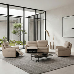 Nicoletti Atlanta Beige Leather Power Reclining 2 Seater Sofa