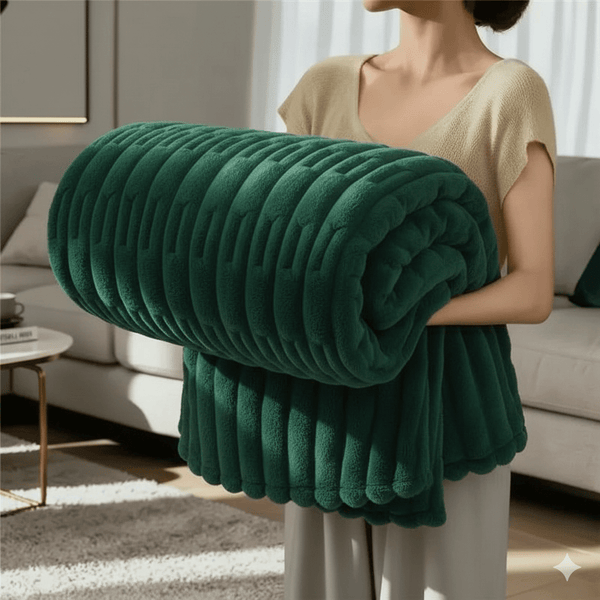 1pc Modern Cut Design Chunky Throw – Plush, Warm Blanket for Bed and Sofa, Soft Textured Comfort for Lounging or Napping, Simple Yet Stylish Home Accessory for Everyday Use