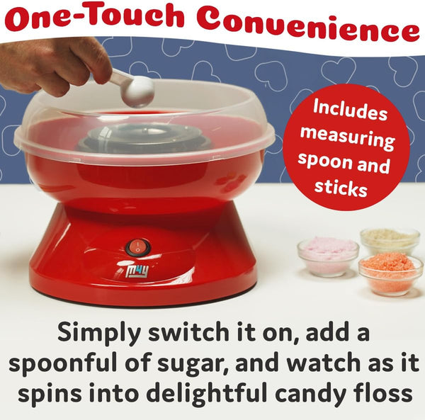 M4Y Premium Candy Floss Maker Cotton Candy Sweet Machine, Funfair Style Machine for Parties, Kids, Home, Includes Measuring Spoon and Candy Floss Sticks