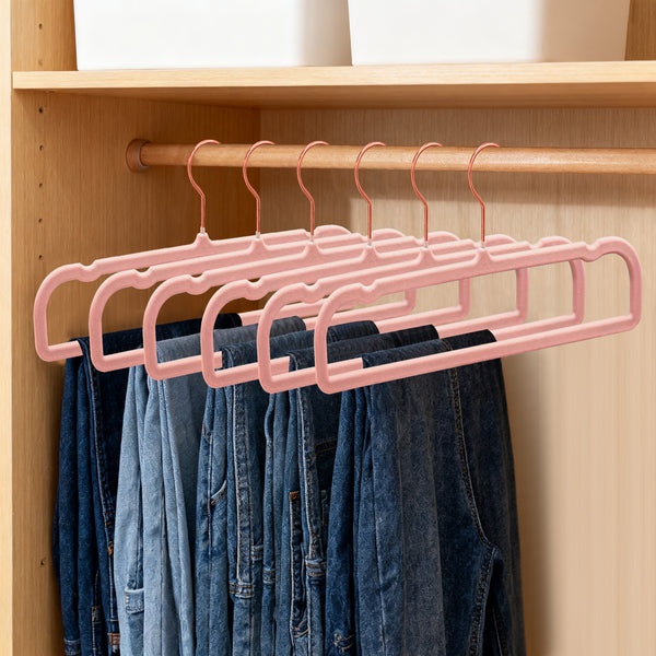 2025 Flocked Pants Hangers 20-Pack - Non-Slip Velvet Hangers for Trousers, Slacks & Skirts, Space-Saving Closet Organizers with Non-Slip Clips, Wardrobe Storage Solution for Home & Dorm