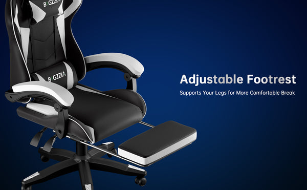 GartistGo Gaming Chair With footrest,Computer Chairs with Lumbar Cushion + Headrest, Height-Adjustable Office Chair for Adults, Girls, Boys