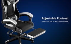 GartistGo Gaming Chair With footrest,Computer Chairs with Lumbar Cushion + Headrest, Height-Adjustable Office Chair for Adults, Girls, Boys