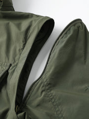 Detachable Windbreaker Hooded Jacket, Men's Casual Multi Pocket Cargo Jacket Vest for Outdoor Activities