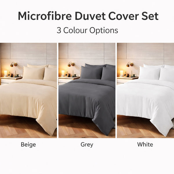 Duvet Cover Set with Matching Pillowcase Microfibre Wrinkle Resistant with Quick Popper Fastening