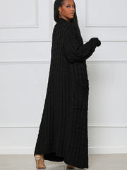 Women's Elegant Long Sweater Coat - Formal & Everyday Chic, Machine Washable Winter Outerwear with Side Pockets - Sophisticated Office to Party Outfits