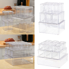 10pcs Transparent Sealed Moisture Proof Kitchen Refrigerator Storage Box Set, Household Stackable Fruit and Vegetable Preservation Box, Snack Storage Box, Saving Space