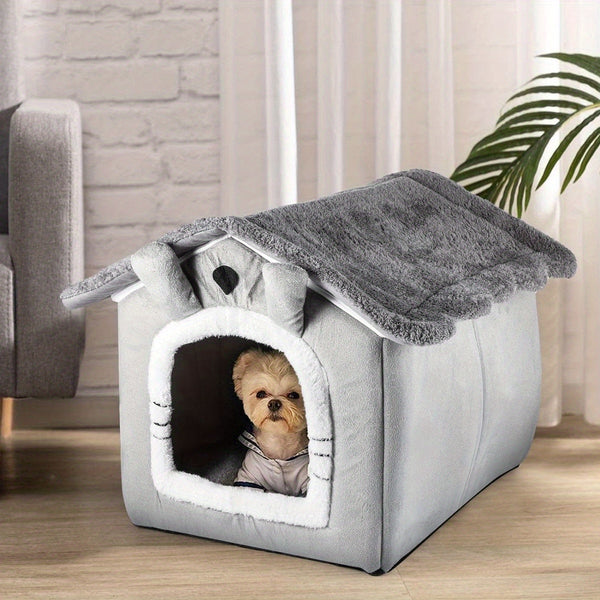 Portable Pet House Measuring 40*38*35CM, Suitable for Dogs And Cats. It Features a Removable Cushion, Making It a Warm And Cozy Cave for Puppies. This Washable, Foldable, And Soft Cube Design Offers Comfort And Multifunctionality for Your Pets
