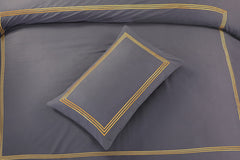 Embroided Baratta Stitch Duvet Cover Set with Matching Pillowcases - Ultra-soft Brushed Microfibre – Chic & Modern Design – Easy Care & Machine Washable