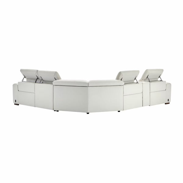 Aiden & Ivy Karson Cream Leather Power Reclining Sectional Sofa