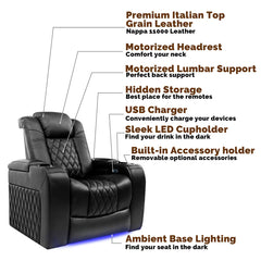 Valencia Tuscany Row of 2 Black Leather Power Reclining Home Theatre Seating