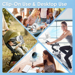 Portable Clip-On Desk Fan F7 - 4000mAh Battery, 2.5-16H Runtime, 100-Speed Touch Control, 360° Rotation, Natural Wind/Timer Modes for Office, Bedroom, Travel - Lightweight 550g