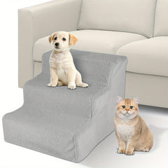 Dog Steps 3/4 Steps Pet Stair Step Pet Stairs Pet Ladder with Washable Non Slip Plush Cloth Cover for Dogs and Cats