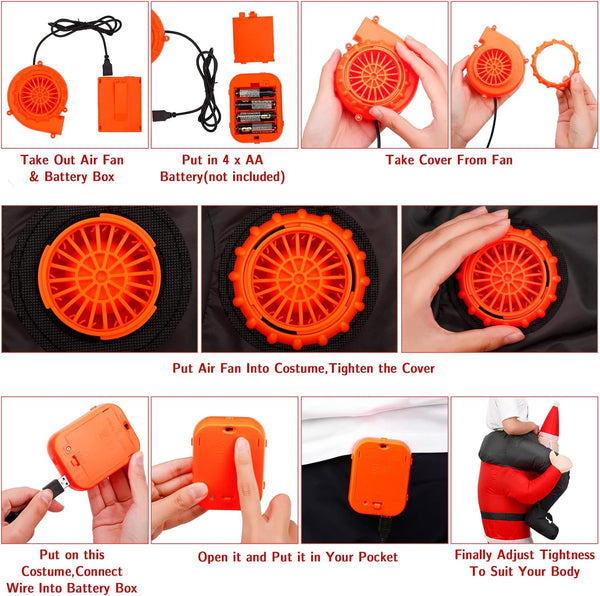 Christmas Inflatable Santa Claus Costume Xmas Santa Cosplay Elk Reindeer Suit Christmas Carnival Halloween Party Costume Prop for Adult