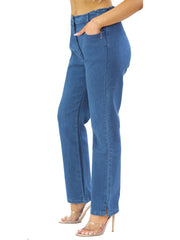 MYT Womens Side Elastic Waist Jeans Ladies Straight Leg Regular Fit Denim Size 10-24