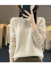 Women'S 100% Cashmere Crew Neck Long Sleeve Sweater: Soft, Fluffy & Warm Pullover for Fall And Winter