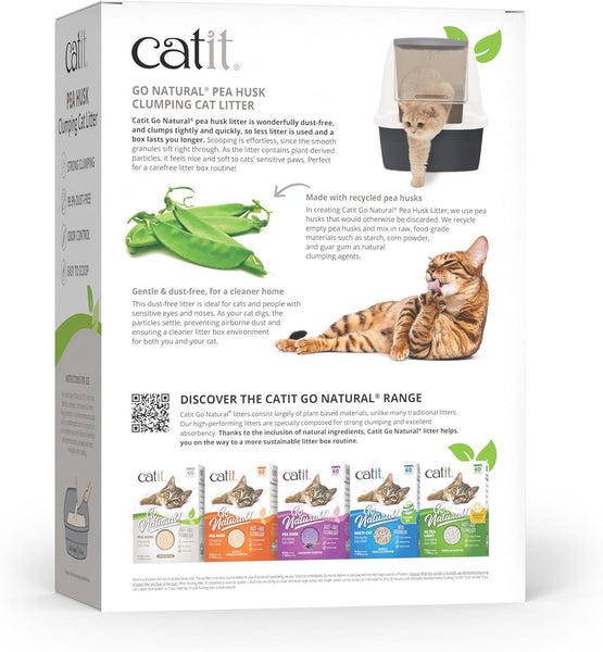 Catit Go Natural Unscented Pea Husk Clumping Cat Litter, Deodorising, 99.9% Dust-Free, Fast Clumping Cat Litter, Plant-Based Litter for Cats & Kittens, 5.6Kg