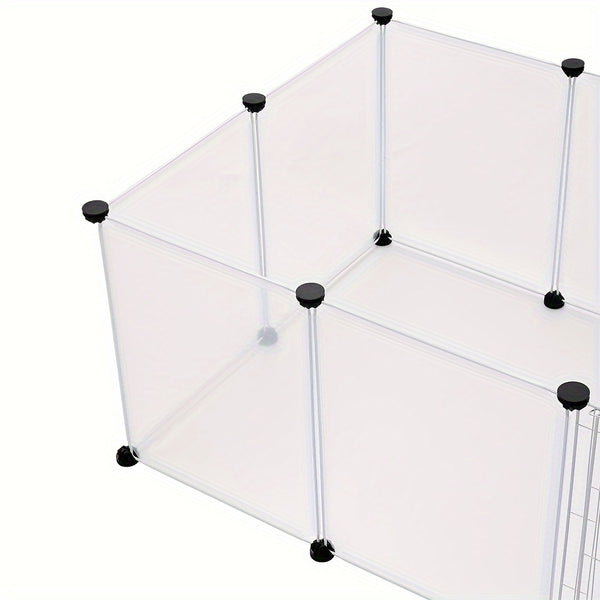 DIY 12 Panels Pet Fence Puppy Pen Crate Cage with Door Dog Rabbit Playpen Metal Enclosure