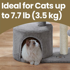 Cat Condo with Sisal Scratching Post, Bed, Smokey, Light