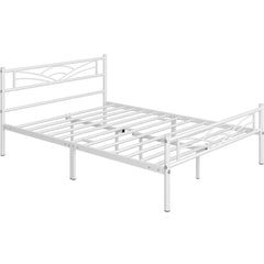Costoffs Metal-Framed Bed, Metal-Framed Bed Base with Storage, Metal Platform Bed Frame with Headboard and Metal Bed Slats, Easy Assembly Bed, Single/Double/ Size Metal Bed Frame, Bed Foundation