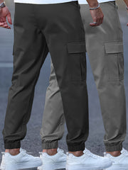 2pcs Men's Cargo Pants - Multifunctional Pockets, Adjustable Drawstring, Suitable for Everyday Casual and Formal Wear in All Seasons - Great Birthday/Christmas Gift - Machine Washable and Durable, a Must-have for Outdoor Enthusiasts