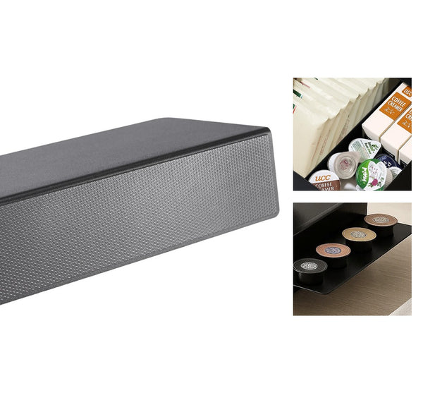 Modern Coffee Capsule Drawer Rack with Sliding Side Tray, Multi-Purpose Countertop Storage Box for Kitchens, Coffee Bars, Offices & Worktops