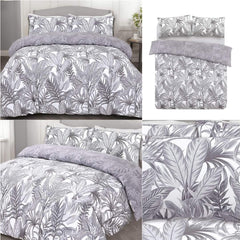 Night Comfort Breathable Duvet Cover with Pillowcases | 100% Polycotton Percale Exclusive Peyton Grey White Design | Machine Washable and Non-Allergenic Bedding Set