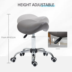 HOMCOM PU Leather Saddle Stool W/ Moulded Padded Seat Adjustable Height Grey