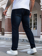 Trendy Slim-Fit Men'S Blue Denim Jeans with Stretch, Perfect for Casual Wear, Featuring a Modern Design for Young Adults