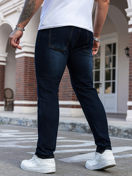 Trendy Slim-Fit Men'S Blue Denim Jeans with Stretch, Perfect for Casual Wear, Featuring a Modern Design for Young Adults
