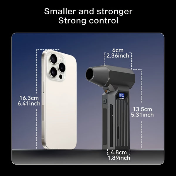 5In1 Compressed Air Dust Collector, High Power Garden Leaf Blower Iolent Fan, Wireless 130000 Rpm, 4Gear, Rechargeable Air Blower, High Speed Powerful Turbo Fan, Handheld Outdoor Hair Dryer, Snow Blower, Suitable for Yard, Keyboard, Christmas Gift