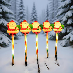 Solar Christmas Decorations - 5 Pieces Waterproof LED Ambient Lighting, 41 X 4 X 4 Cm Snowman Santa Solar Christmas String Lights for Garden Lawn Patio Pathway Home Bedroom Living Room Party