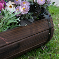 Outsunny 2Pcs Wooden Flower Plant Pot Outdoor Plant Box with Solid Wood