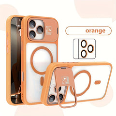Phone Case: Magnetic Foldable Invisible Bracket Phone Case with Lens Protection Film for iPhone 17 16 15 14 13 12 11 Pro Max 17Air Wireless Charging Cover Fall Resistant Protective Case