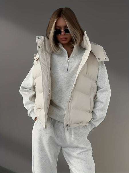 Women'S Plain Color Basic Daily Insulated Puffer Vest