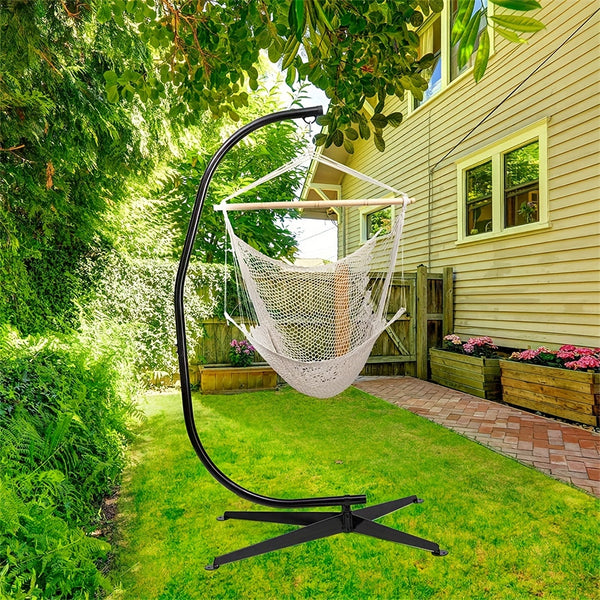 Hammock C Stand, Heavy Duty Metal Hammock C-Stand Only Hammock Stand for Hanging Chairs, Swings, Loungers, Indoors Outdoors