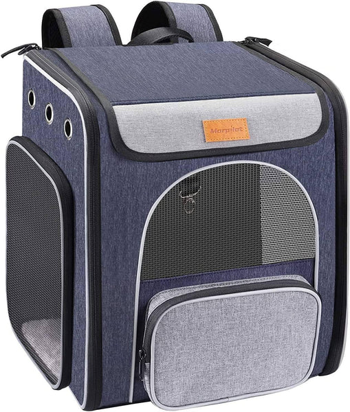 Morpilot® Cat Carrier Backpack, Foldable Pet Backpack Carrier for Cats and Small Dogs, Breathable Dog Carrier Backpack with Inner Safety Leash + Folding Dog Bowl Ideal for Hiking Traveling Outdoor Use