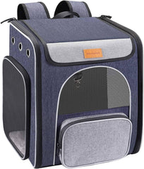 Morpilot® Cat Carrier Backpack, Foldable Pet Backpack Carrier for Cats and Small Dogs, Breathable Dog Carrier Backpack with Inner Safety Leash + Folding Dog Bowl Ideal for Hiking Traveling Outdoor Use